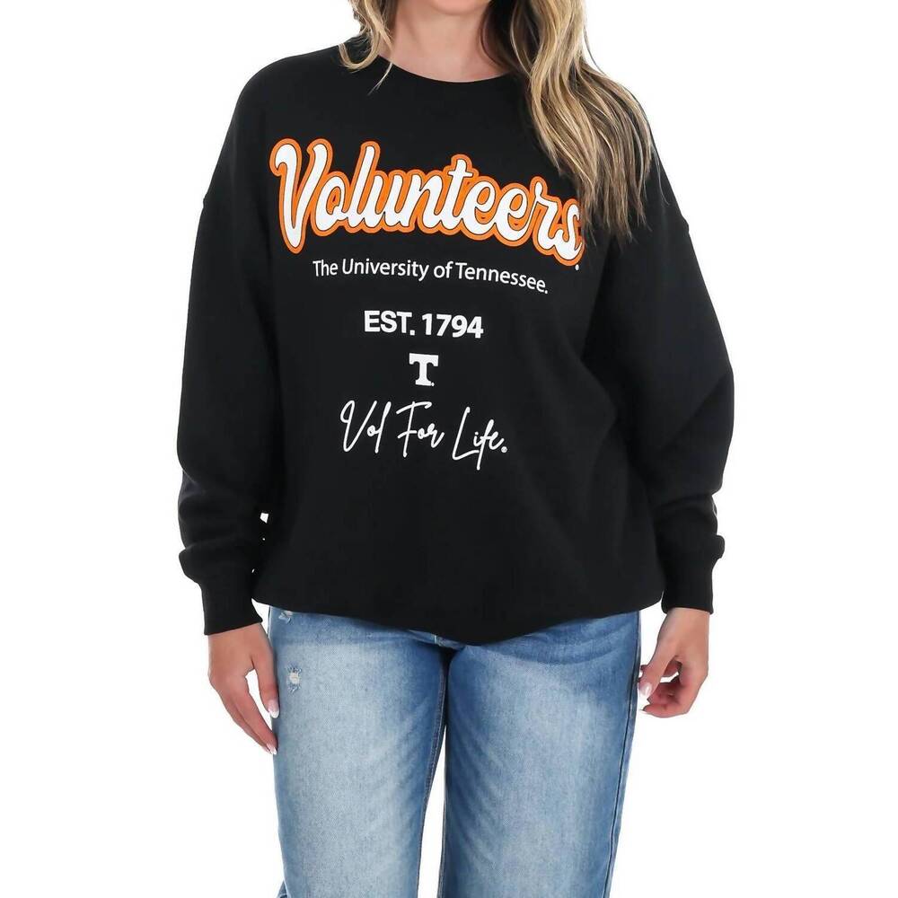 NEW LIVYLU tennessee vols letterman chrome hi-dive sweatshirt in charcoal